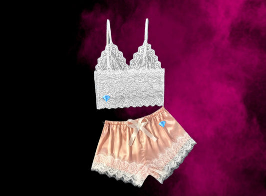White and rose gold pink  two piece set